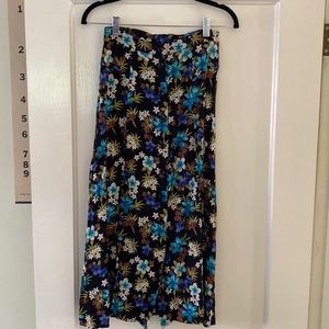 Vintage black floral midi skirt